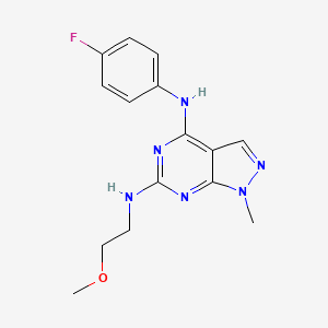 molecular formula C15H17FN6O B11301564 N4-(4-fluorophenyl)-N6-(2-methoxyethyl)-1-methyl-1H-pyrazolo[3,4-d]pyrimidine-4,6-diamine 