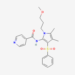 molecular formula C22H25N3O4S B11301593 N-[1-(3-methoxypropyl)-4,5-dimethyl-3-(phenylsulfonyl)-1H-pyrrol-2-yl]pyridine-4-carboxamide 