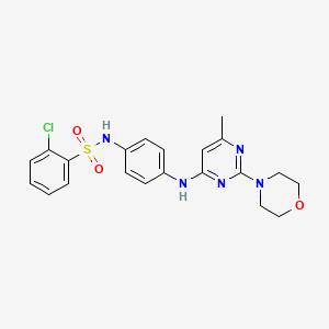 molecular formula C21H22ClN5O3S B11301604 2-chloro-N-(4-((6-methyl-2-morpholinopyrimidin-4-yl)amino)phenyl)benzenesulfonamide 