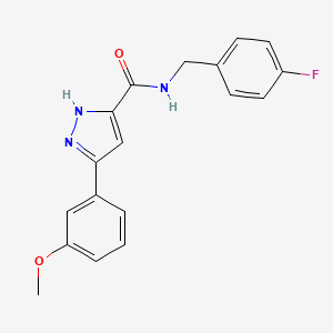 molecular formula C18H16FN3O2 B11301633 N-(4-fluorobenzyl)-5-(3-methoxyphenyl)-1H-pyrazole-3-carboxamide 