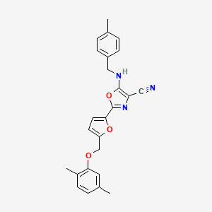 2-{5-[(2,5-Dimethylphenoxy)methyl]furan-2-yl}-5-[(4-methylbenzyl)amino]-1,3-oxazole-4-carbonitrile