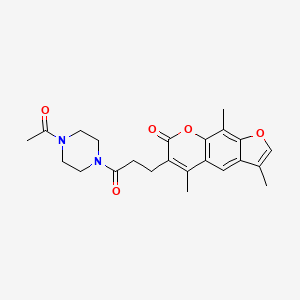 molecular formula C23H26N2O5 B11301680 6-[3-(4-acetylpiperazin-1-yl)-3-oxopropyl]-3,5,9-trimethyl-7H-furo[3,2-g]chromen-7-one 