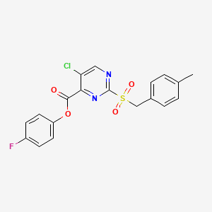 molecular formula C19H14ClFN2O4S B11301697 4-Fluorophenyl 5-chloro-2-[(4-methylbenzyl)sulfonyl]pyrimidine-4-carboxylate 