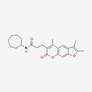 molecular formula C24H29NO4 B11301715 N-Cycloheptyl-3-{2,3,5-trimethyl-7-oxo-7H-furo[3,2-G]chromen-6-YL}propanamide 