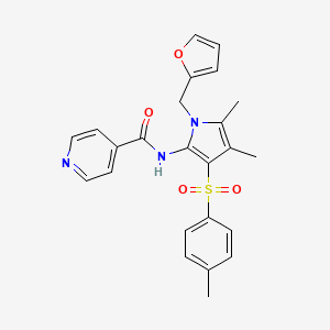 molecular formula C24H23N3O4S B11301729 N-{1-(furan-2-ylmethyl)-4,5-dimethyl-3-[(4-methylphenyl)sulfonyl]-1H-pyrrol-2-yl}pyridine-4-carboxamide 