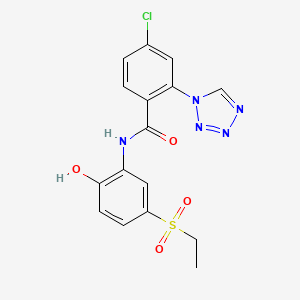 molecular formula C16H14ClN5O4S B11301767 4-chloro-N-[5-(ethylsulfonyl)-2-hydroxyphenyl]-2-(1H-tetrazol-1-yl)benzamide 