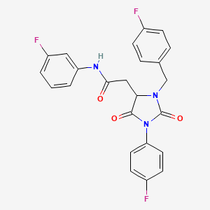 2-[3-(4-fluorobenzyl)-1-(4-fluorophenyl)-2,5-dioxoimidazolidin-4-yl]-N-(3-fluorophenyl)acetamide