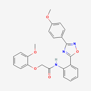 molecular formula C24H21N3O5 B11301792 2-(2-methoxyphenoxy)-N-{2-[3-(4-methoxyphenyl)-1,2,4-oxadiazol-5-yl]phenyl}acetamide 