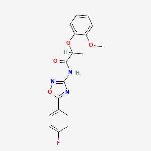 molecular formula C18H16FN3O4 B11301852 N-[5-(4-fluorophenyl)-1,2,4-oxadiazol-3-yl]-2-(2-methoxyphenoxy)propanamide 