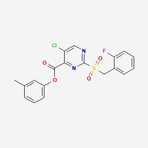 molecular formula C19H14ClFN2O4S B11301856 3-Methylphenyl 5-chloro-2-[(2-fluorobenzyl)sulfonyl]pyrimidine-4-carboxylate 