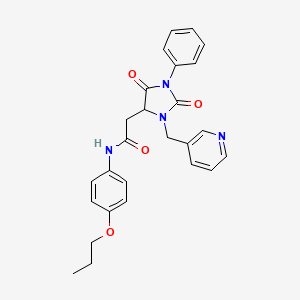 2-[2,5-dioxo-1-phenyl-3-(pyridin-3-ylmethyl)imidazolidin-4-yl]-N-(4-propoxyphenyl)acetamide