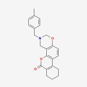 molecular formula C23H23NO3 B11301881 3-(4-methylbenzyl)-3,4,7,8,9,10-hexahydro-2H,6H-benzo[3,4]chromeno[8,7-e][1,3]oxazin-6-one 