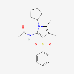 molecular formula C19H24N2O3S B11301896 N-[1-cyclopentyl-4,5-dimethyl-3-(phenylsulfonyl)-1H-pyrrol-2-yl]acetamide 