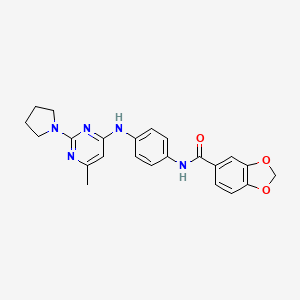 N-(4-((6-methyl-2-(pyrrolidin-1-yl)pyrimidin-4-yl)amino)phenyl)benzo[d][1,3]dioxole-5-carboxamide