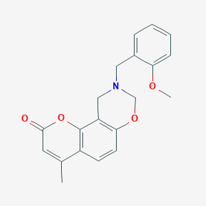 molecular formula C20H19NO4 B11301932 9-(2-methoxybenzyl)-4-methyl-9,10-dihydro-2H,8H-chromeno[8,7-e][1,3]oxazin-2-one 