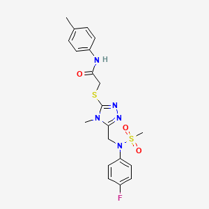 molecular formula C20H22FN5O3S2 B11301942 2-[(5-{[(4-fluorophenyl)(methylsulfonyl)amino]methyl}-4-methyl-4H-1,2,4-triazol-3-yl)sulfanyl]-N-(4-methylphenyl)acetamide 