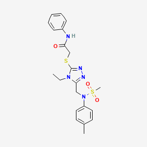 molecular formula C21H25N5O3S2 B11301970 2-[(4-ethyl-5-{[(4-methylphenyl)(methylsulfonyl)amino]methyl}-4H-1,2,4-triazol-3-yl)sulfanyl]-N-phenylacetamide 