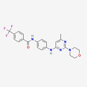 molecular formula C23H22F3N5O2 B11301975 N-(4-((6-methyl-2-morpholinopyrimidin-4-yl)amino)phenyl)-4-(trifluoromethyl)benzamide 