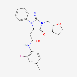 molecular formula C23H23FN4O3 B11301984 N-(2-fluoro-4-methylphenyl)-2-[2-oxo-1-(tetrahydrofuran-2-ylmethyl)-2,3-dihydro-1H-imidazo[1,2-a]benzimidazol-3-yl]acetamide 