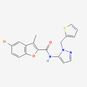 5-bromo-3-methyl-N-[1-(thiophen-2-ylmethyl)-1H-pyrazol-5-yl]-1-benzofuran-2-carboxamide