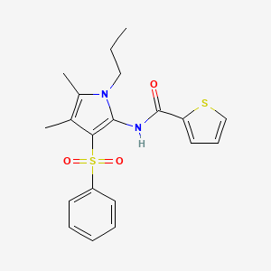 molecular formula C20H22N2O3S2 B11302051 N-[4,5-dimethyl-3-(phenylsulfonyl)-1-propyl-1H-pyrrol-2-yl]thiophene-2-carboxamide 