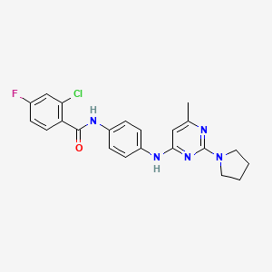 2-Chloro-4-fluoro-N-(4-{[6-methyl-2-(pyrrolidin-1-YL)pyrimidin-4-YL]amino}phenyl)benzamide