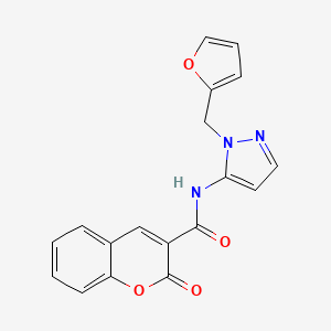 molecular formula C18H13N3O4 B11302107 N-[1-(furan-2-ylmethyl)-1H-pyrazol-5-yl]-2-oxo-2H-chromene-3-carboxamide 