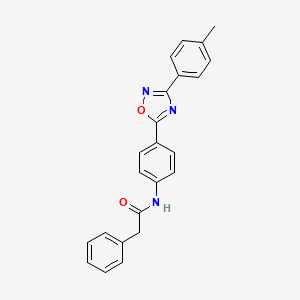 molecular formula C23H19N3O2 B11302110 N-{4-[3-(4-methylphenyl)-1,2,4-oxadiazol-5-yl]phenyl}-2-phenylacetamide 