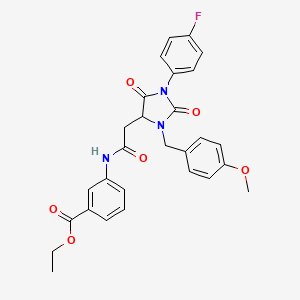 Ethyl 3-({[1-(4-fluorophenyl)-3-(4-methoxybenzyl)-2,5-dioxoimidazolidin-4-yl]acetyl}amino)benzoate