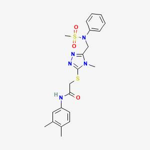 molecular formula C21H25N5O3S2 B11302134 N-(3,4-dimethylphenyl)-2-[(4-methyl-5-{[(methylsulfonyl)(phenyl)amino]methyl}-4H-1,2,4-triazol-3-yl)sulfanyl]acetamide 