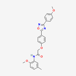 molecular formula C25H23N3O5 B11302138 N-(2-methoxy-5-methylphenyl)-2-{4-[3-(4-methoxyphenyl)-1,2,4-oxadiazol-5-yl]phenoxy}acetamide 