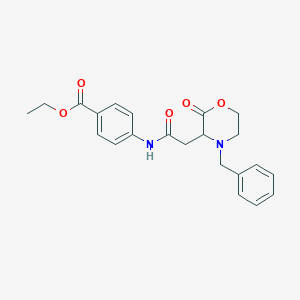 molecular formula C22H24N2O5 B11302154 Ethyl 4-{[(4-benzyl-2-oxomorpholin-3-yl)acetyl]amino}benzoate 