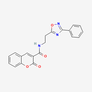 molecular formula C20H15N3O4 B11302164 2-oxo-N-[2-(3-phenyl-1,2,4-oxadiazol-5-yl)ethyl]-2H-chromene-3-carboxamide 