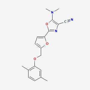 molecular formula C19H19N3O3 B11302259 5-(Dimethylamino)-2-{5-[(2,5-dimethylphenoxy)methyl]furan-2-yl}-1,3-oxazole-4-carbonitrile 