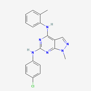 molecular formula C19H17ClN6 B11302357 N~6~-(4-chlorophenyl)-1-methyl-N~4~-(2-methylphenyl)-1H-pyrazolo[3,4-d]pyrimidine-4,6-diamine 