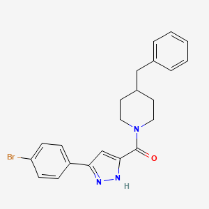 molecular formula C22H22BrN3O B11302380 4-Benzyl-1-[3-(4-bromophenyl)-1H-pyrazole-5-carbonyl]piperidine 