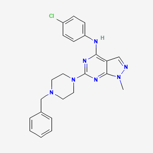 molecular formula C23H24ClN7 B11302389 6-(4-benzylpiperazin-1-yl)-N-(4-chlorophenyl)-1-methyl-1H-pyrazolo[3,4-d]pyrimidin-4-amine 