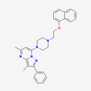 molecular formula C30H31N5O B11302422 3,5-Dimethyl-7-{4-[2-(1-naphthyloxy)ethyl]piperazin-1-yl}-2-phenylpyrazolo[1,5-a]pyrimidine 