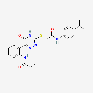 2-methyl-N-(2-{5-oxo-3-[(2-oxo-2-{[4-(propan-2-yl)phenyl]amino}ethyl)sulfanyl]-4,5-dihydro-1,2,4-triazin-6-yl}phenyl)propanamide