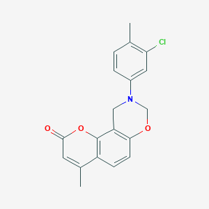 molecular formula C19H16ClNO3 B11302484 9-(3-chloro-4-methylphenyl)-4-methyl-9,10-dihydro-2H,8H-chromeno[8,7-e][1,3]oxazin-2-one 