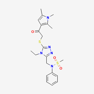 N-[(4-ethyl-5-{[2-oxo-2-(1,2,5-trimethyl-1H-pyrrol-3-yl)ethyl]sulfanyl}-4H-1,2,4-triazol-3-yl)methyl]-N-phenylmethanesulfonamide