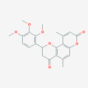 molecular formula C23H22O7 B11302554 5,10-dimethyl-2-(2,3,4-trimethoxyphenyl)-2,3-dihydro-4H,8H-pyrano[2,3-f]chromene-4,8-dione 