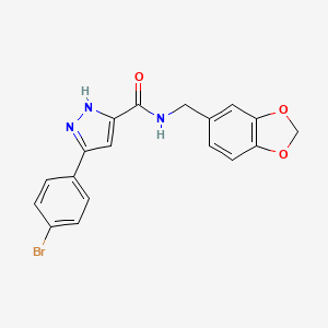 N-(1,3-benzodioxol-5-ylmethyl)-5-(4-bromophenyl)-1H-pyrazole-3-carboxamide