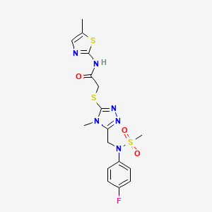 molecular formula C17H19FN6O3S3 B11302587 2-[(5-{[(4-fluorophenyl)(methylsulfonyl)amino]methyl}-4-methyl-4H-1,2,4-triazol-3-yl)sulfanyl]-N-(5-methyl-1,3-thiazol-2-yl)acetamide 