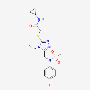 molecular formula C17H22FN5O3S2 B11302610 N-cyclopropyl-2-[(4-ethyl-5-{[(4-fluorophenyl)(methylsulfonyl)amino]methyl}-4H-1,2,4-triazol-3-yl)sulfanyl]acetamide 