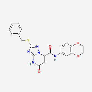 2-(benzylsulfanyl)-N-(2,3-dihydro-1,4-benzodioxin-6-yl)-5-oxo-4,5,6,7-tetrahydro[1,2,4]triazolo[1,5-a]pyrimidine-7-carboxamide