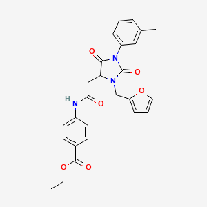 Ethyl 4-({[3-(furan-2-ylmethyl)-1-(3-methylphenyl)-2,5-dioxoimidazolidin-4-yl]acetyl}amino)benzoate