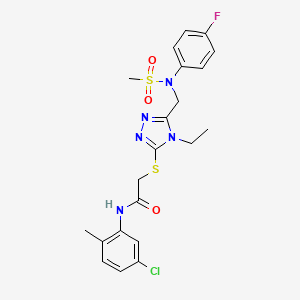 molecular formula C21H23ClFN5O3S2 B11302731 N-(5-chloro-2-methylphenyl)-2-[(4-ethyl-5-{[(4-fluorophenyl)(methylsulfonyl)amino]methyl}-4H-1,2,4-triazol-3-yl)sulfanyl]acetamide 