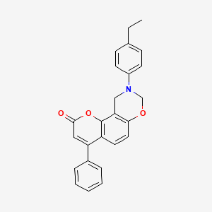 molecular formula C25H21NO3 B11302740 9-(4-ethylphenyl)-4-phenyl-9,10-dihydro-2H,8H-chromeno[8,7-e][1,3]oxazin-2-one 