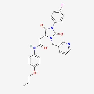 molecular formula C26H25FN4O4 B11302751 2-[1-(4-fluorophenyl)-2,5-dioxo-3-(pyridin-3-ylmethyl)imidazolidin-4-yl]-N-(4-propoxyphenyl)acetamide 